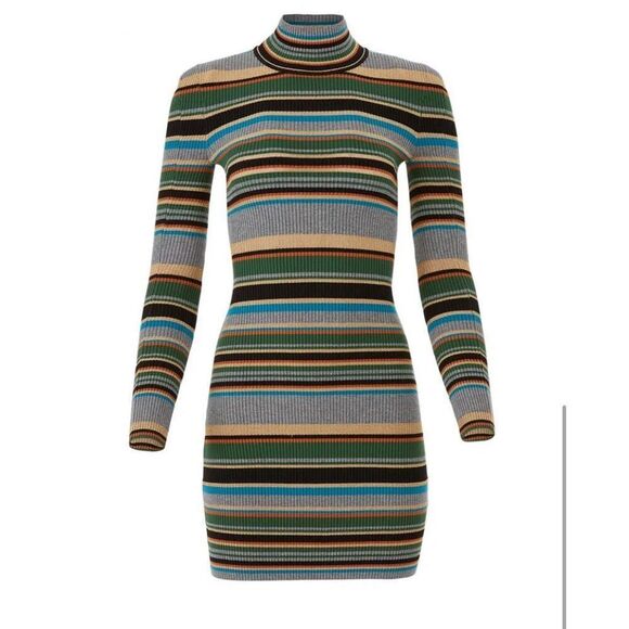 Ronny Kobo Tanysha Sweater Dress Striped Glitter Stretch Knit Dress Size 6 - Picture 4 of 8